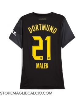 Borussia Dortmund Donyell Malen #21 Maglia Gara Trasferta Repliche 2024-25 Donna Maniche Corte